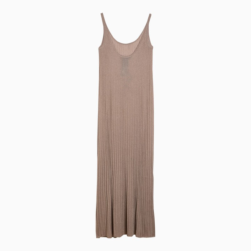 Max Mara Pianoforte Light yellow long dress with lurex in viscose