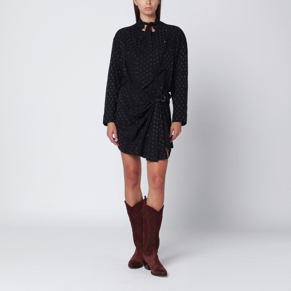 ISABEL MARANT Black polka-dot silk-blend dress