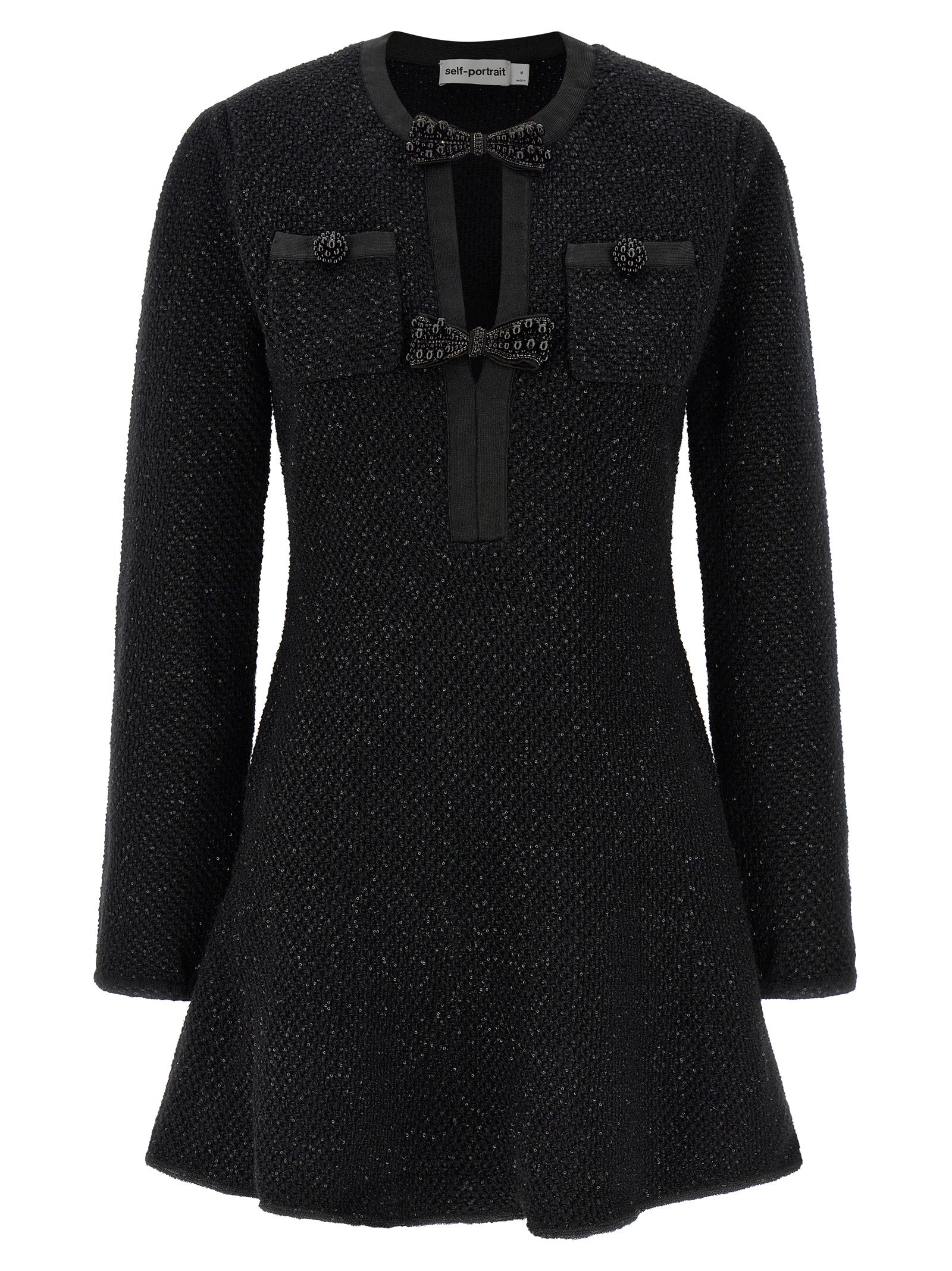 Self-Portrait Self Portrait Black Sequin Knit Mini Dress
