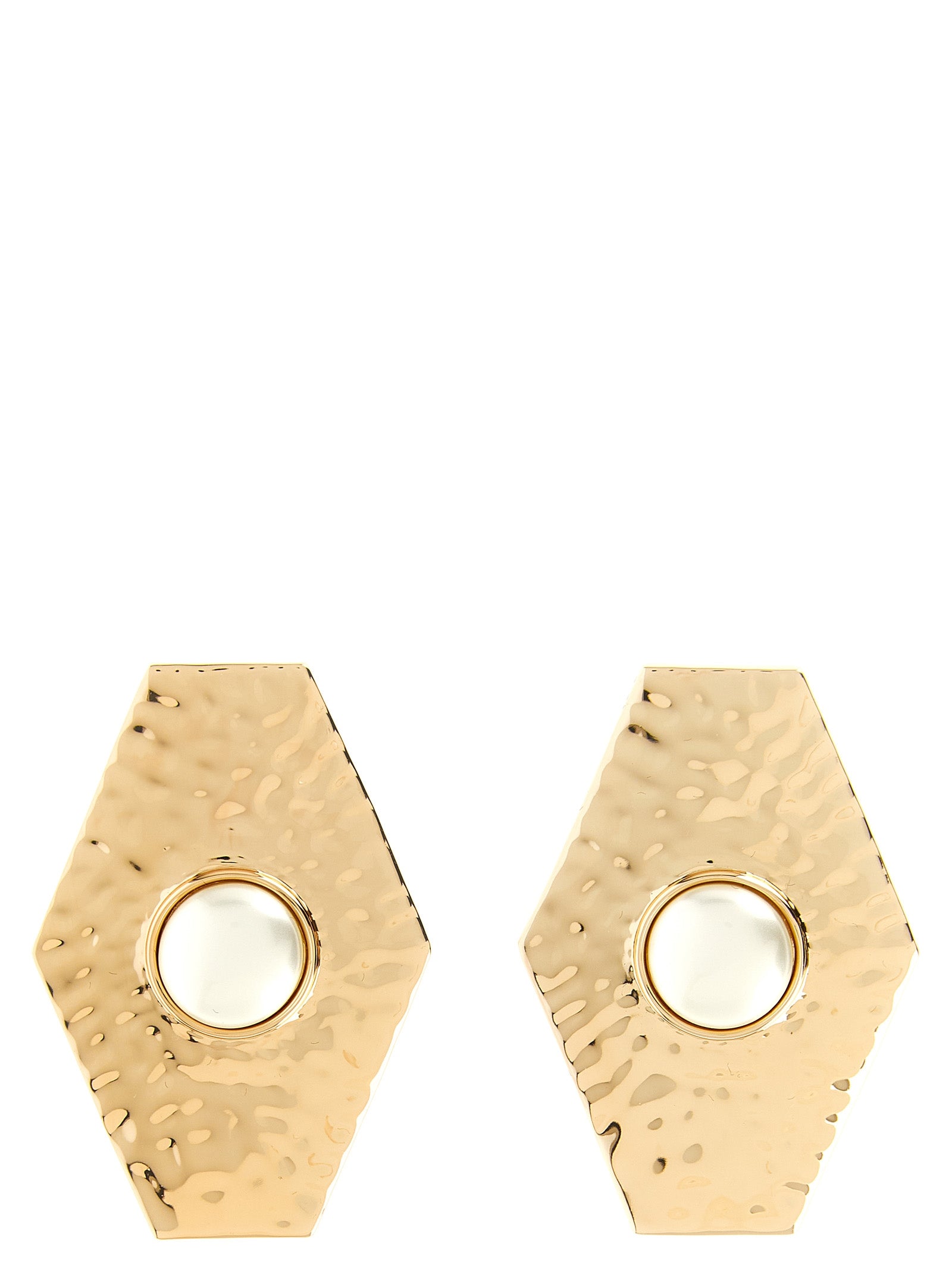 Self-Portrait Self Portrait Large Hammered Gold Pearl Earrings