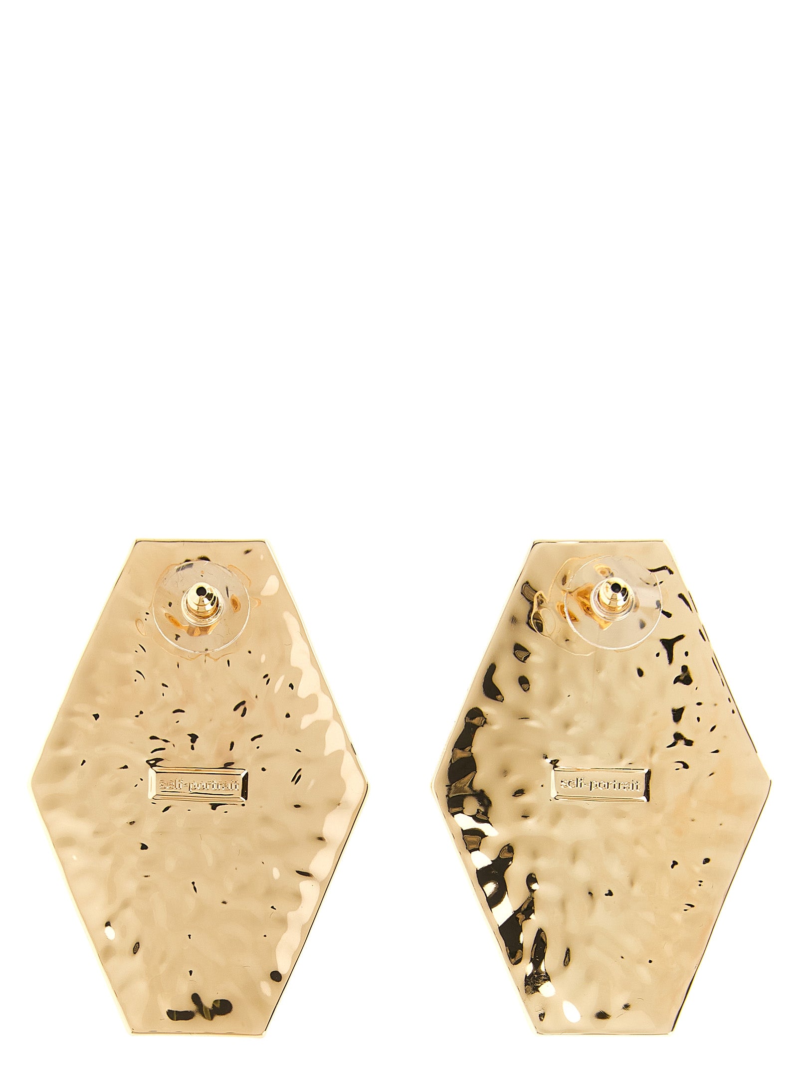 Self-Portrait Self Portrait Large Hammered Gold Pearl Earrings