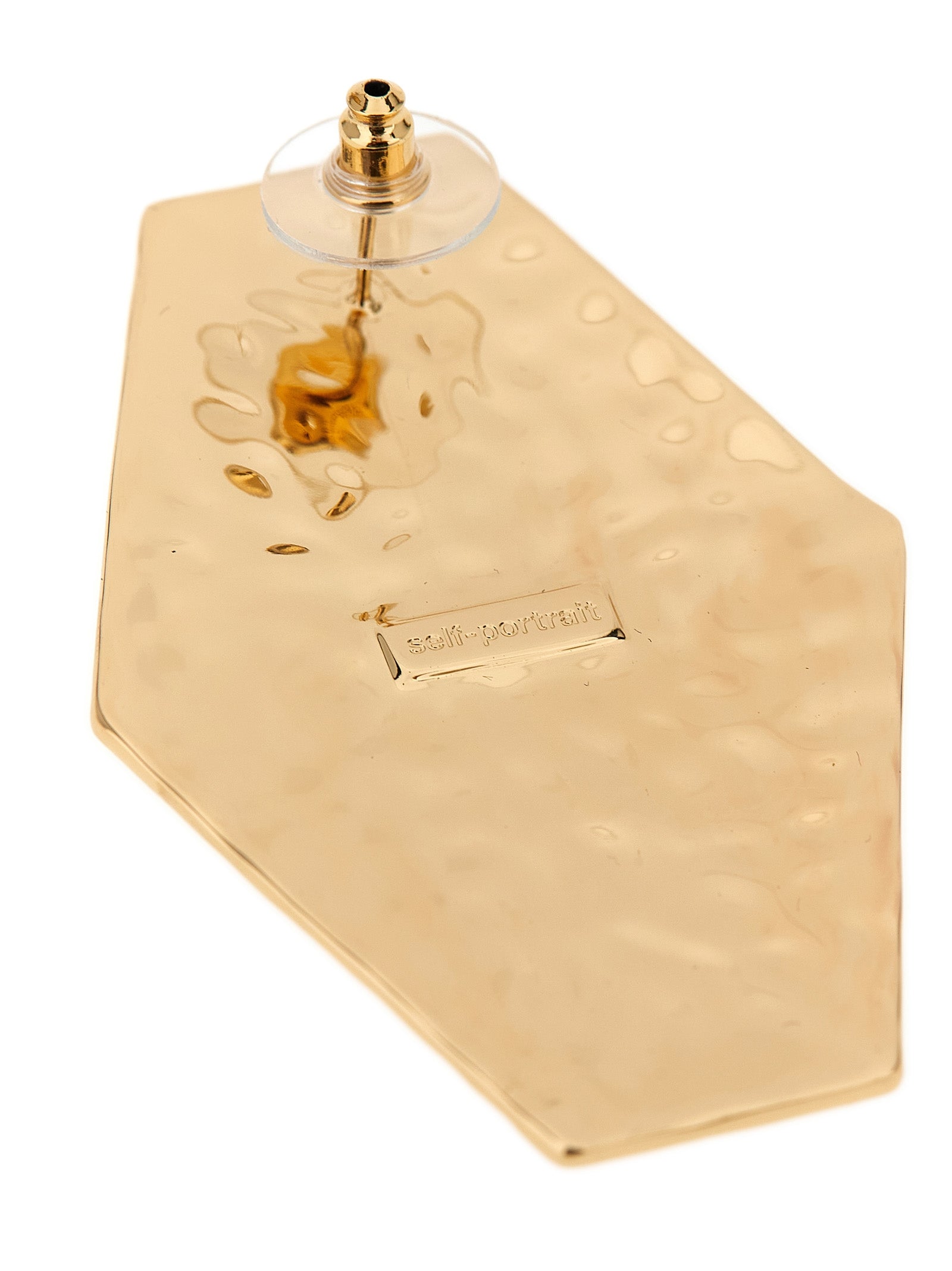 Self-Portrait Self Portrait Large Hammered Gold Pearl Earrings