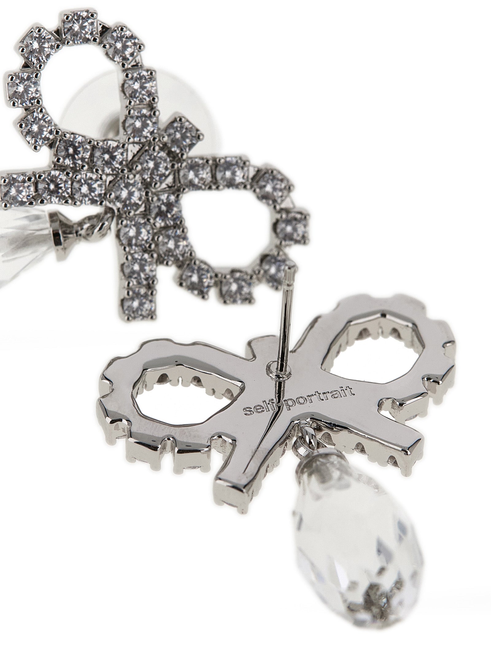 Self-Portrait Bow Crystal Droplet Earrings