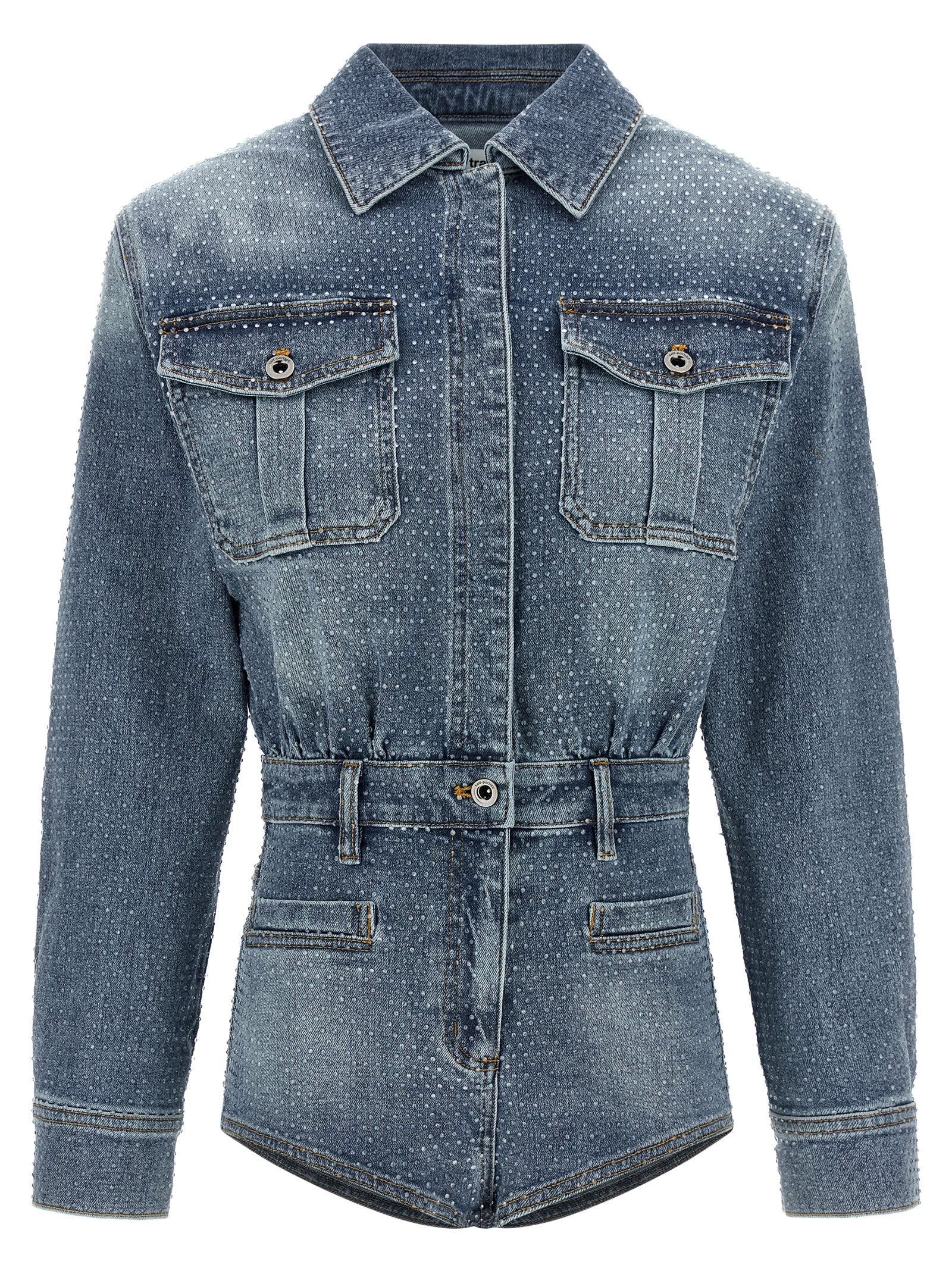 Self-Portrait Self Portrait Rhinestone Denim Jumpsuit