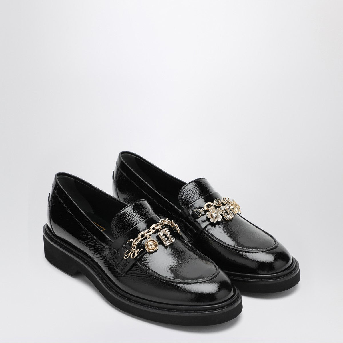 ROGER VIVIER Black patent leather Viv'' Rangers loafer