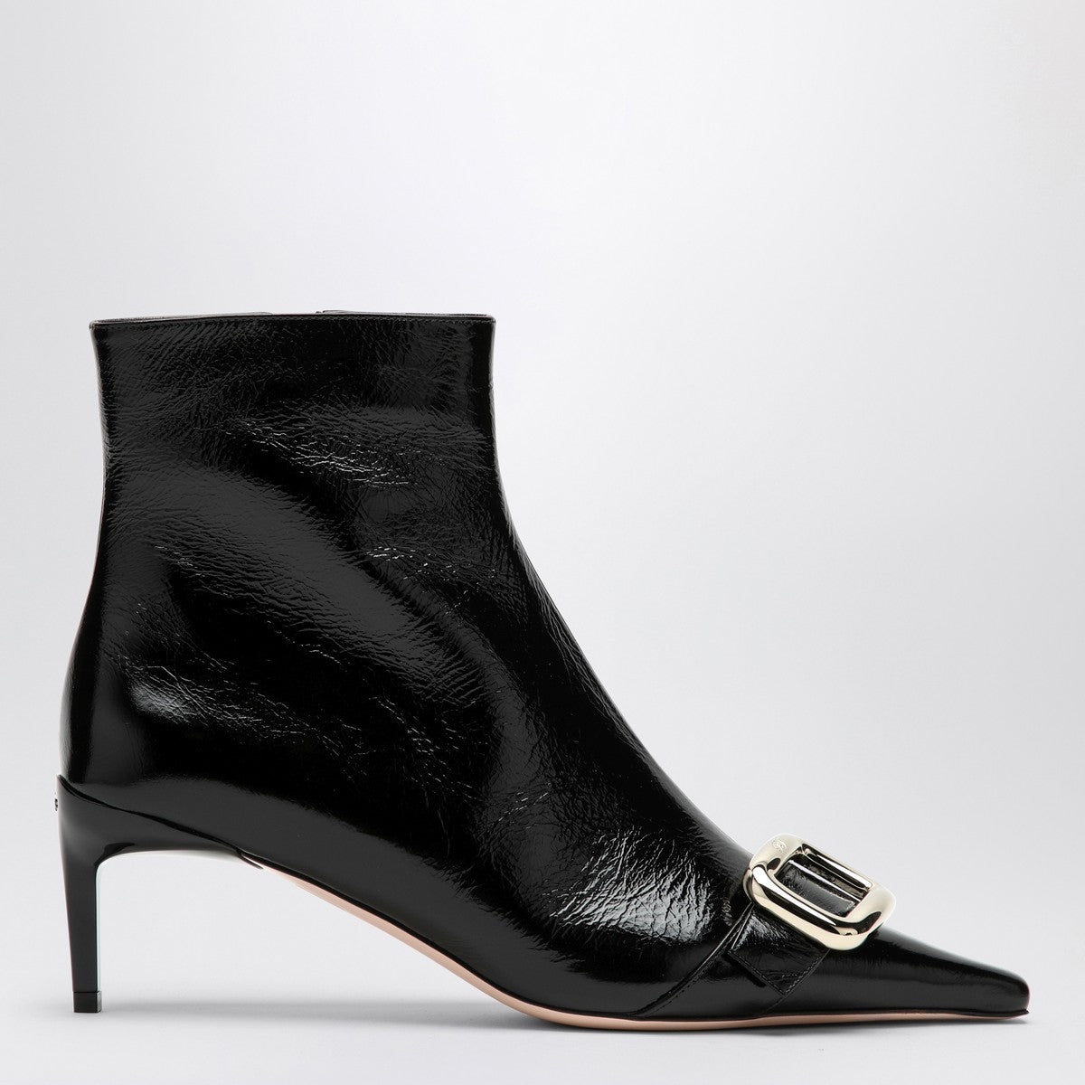 ROGER VIVIER Black Viv Canard leather ankle boots