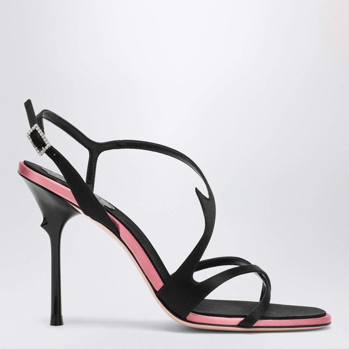 ROGER VIVIER Black satin heeled sandals