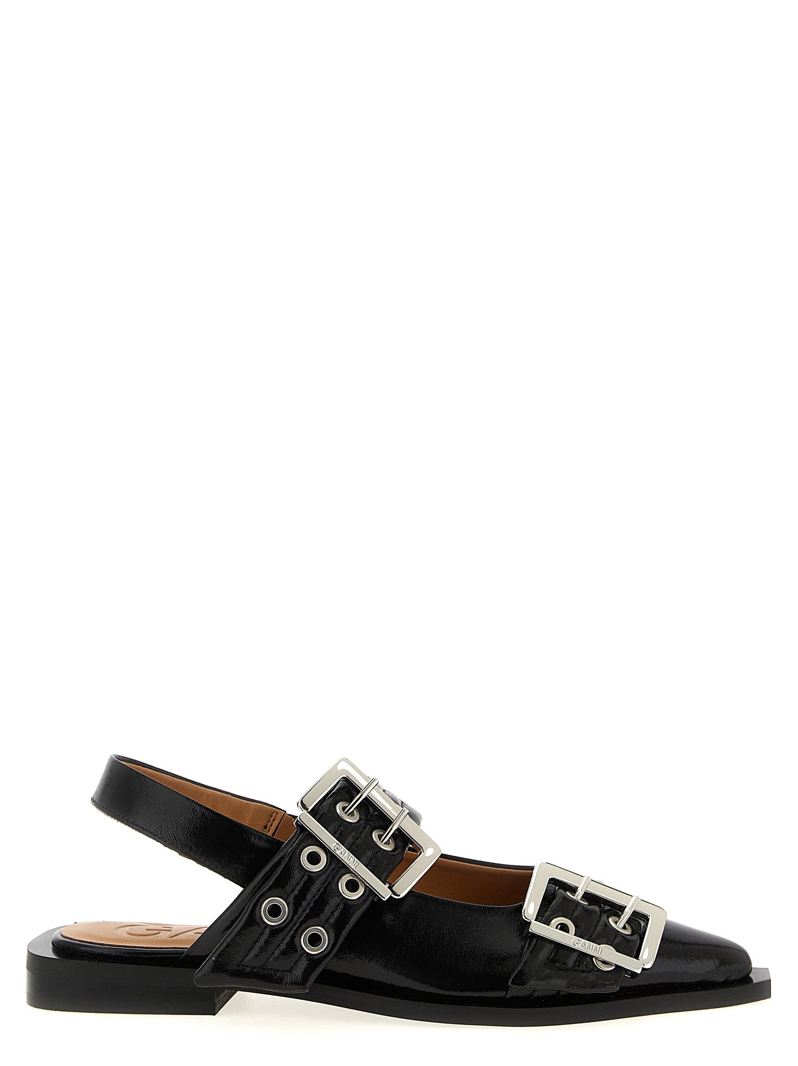 Ganni Black Feminine Buckle Slingback