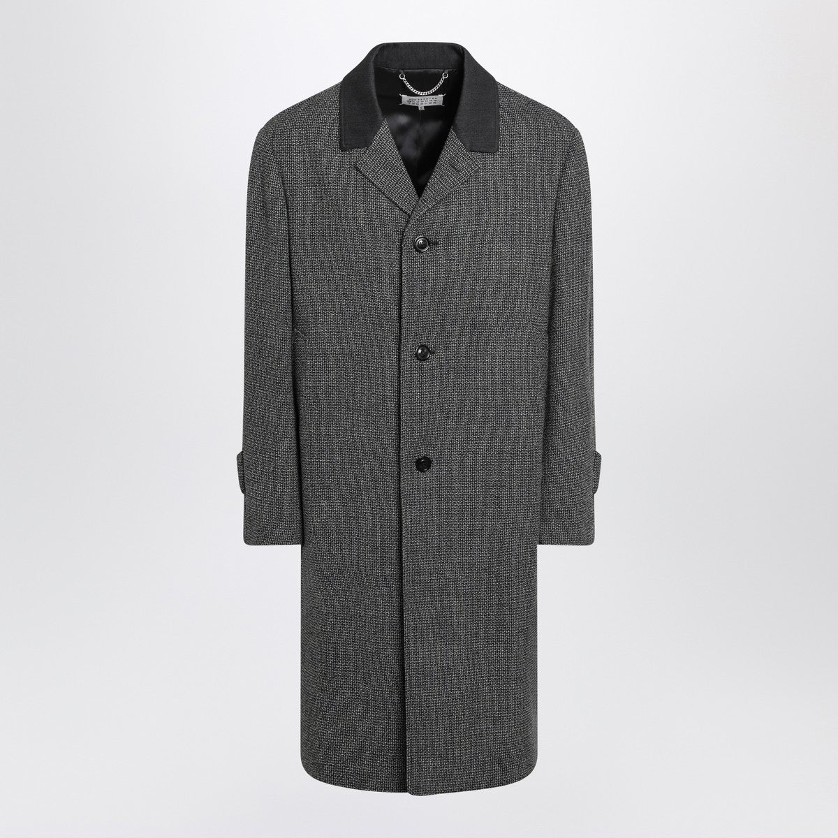 Maison Margiela Single-breasted black/white wool blend coat
