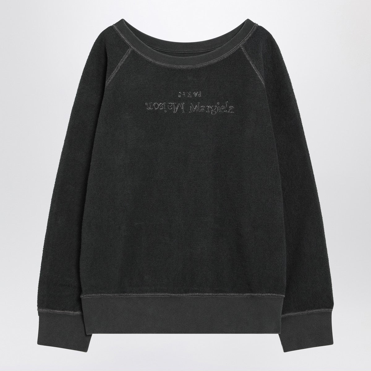 Maison Margiela Faded black sweatshirt in cotton with logo