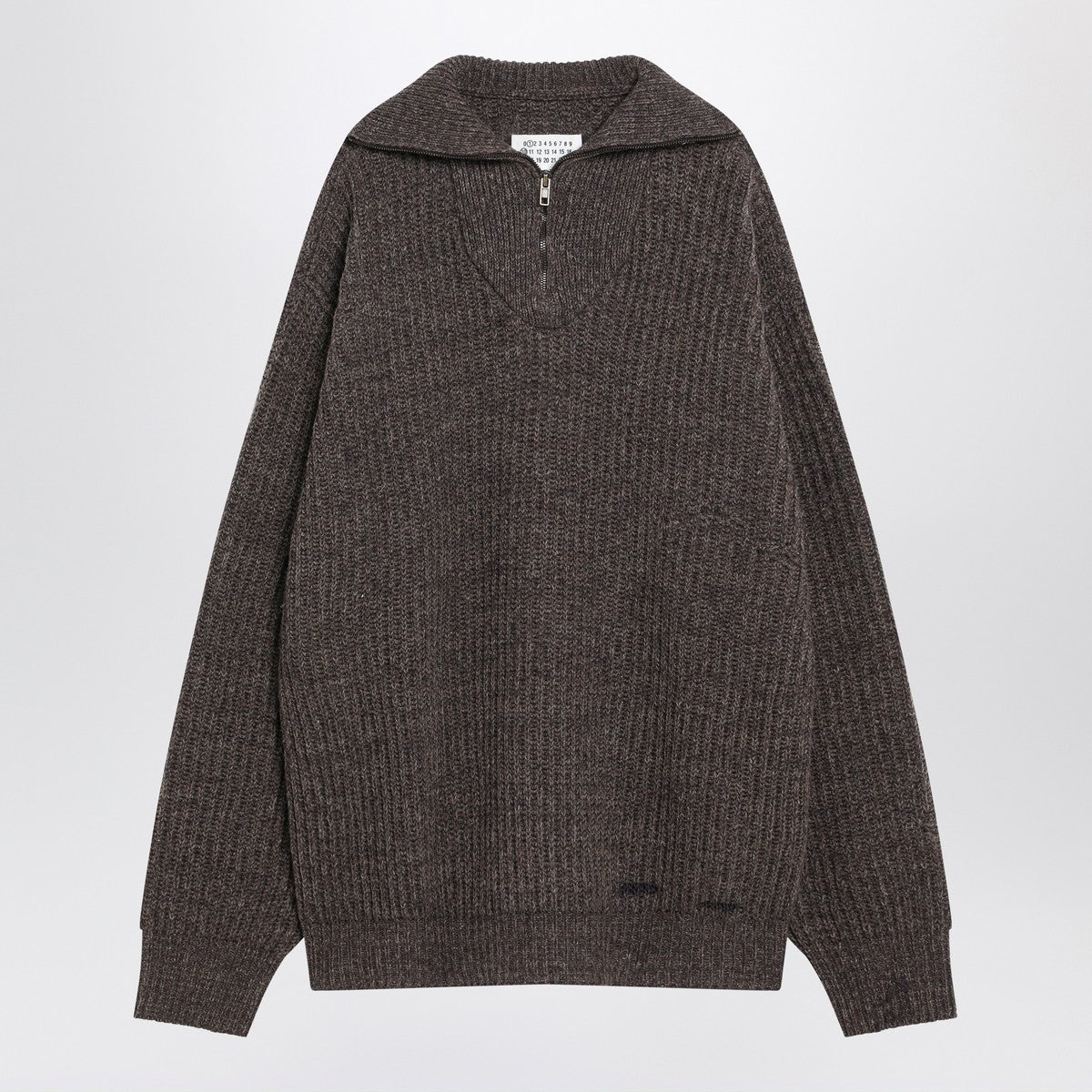 Maison Margiela Brown wool sweater with zip
