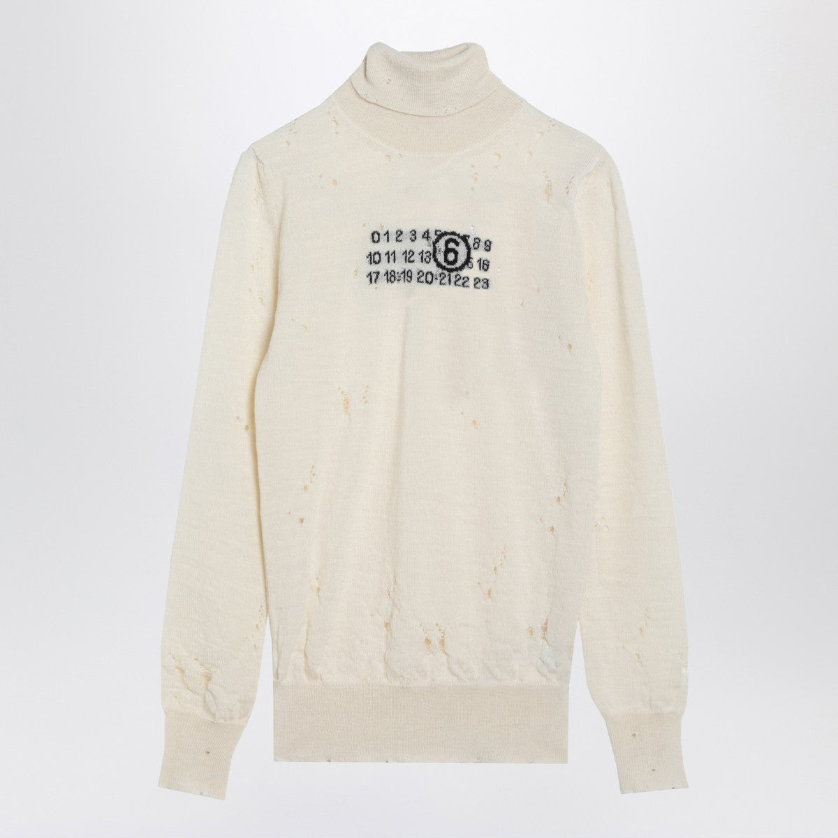 MM6 Maison Margiela Distressed turtleneck sweater with Numeric Signature