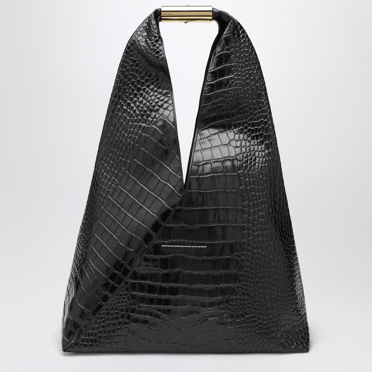 MM6 Maison Margiela Medium black Japanese bag with crocodile print