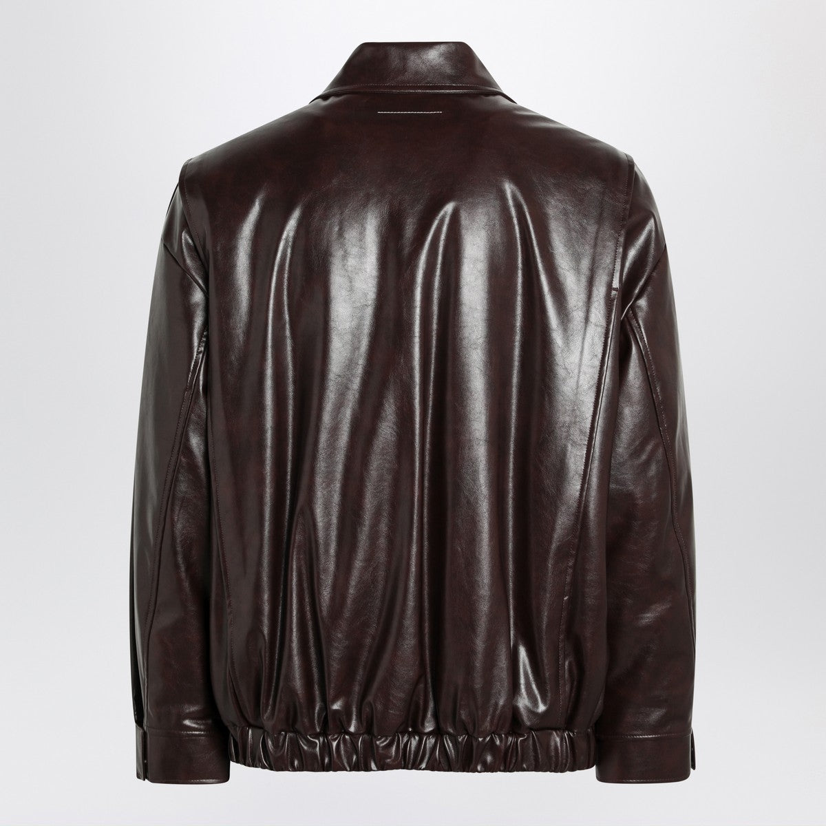 MM6 Maison Margiela Burgundy faux leather zip bomber