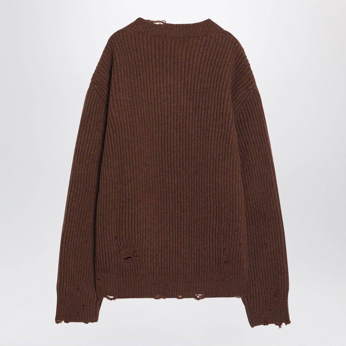 MM6 Maison Margiela Distressed brown wool-blend sweater