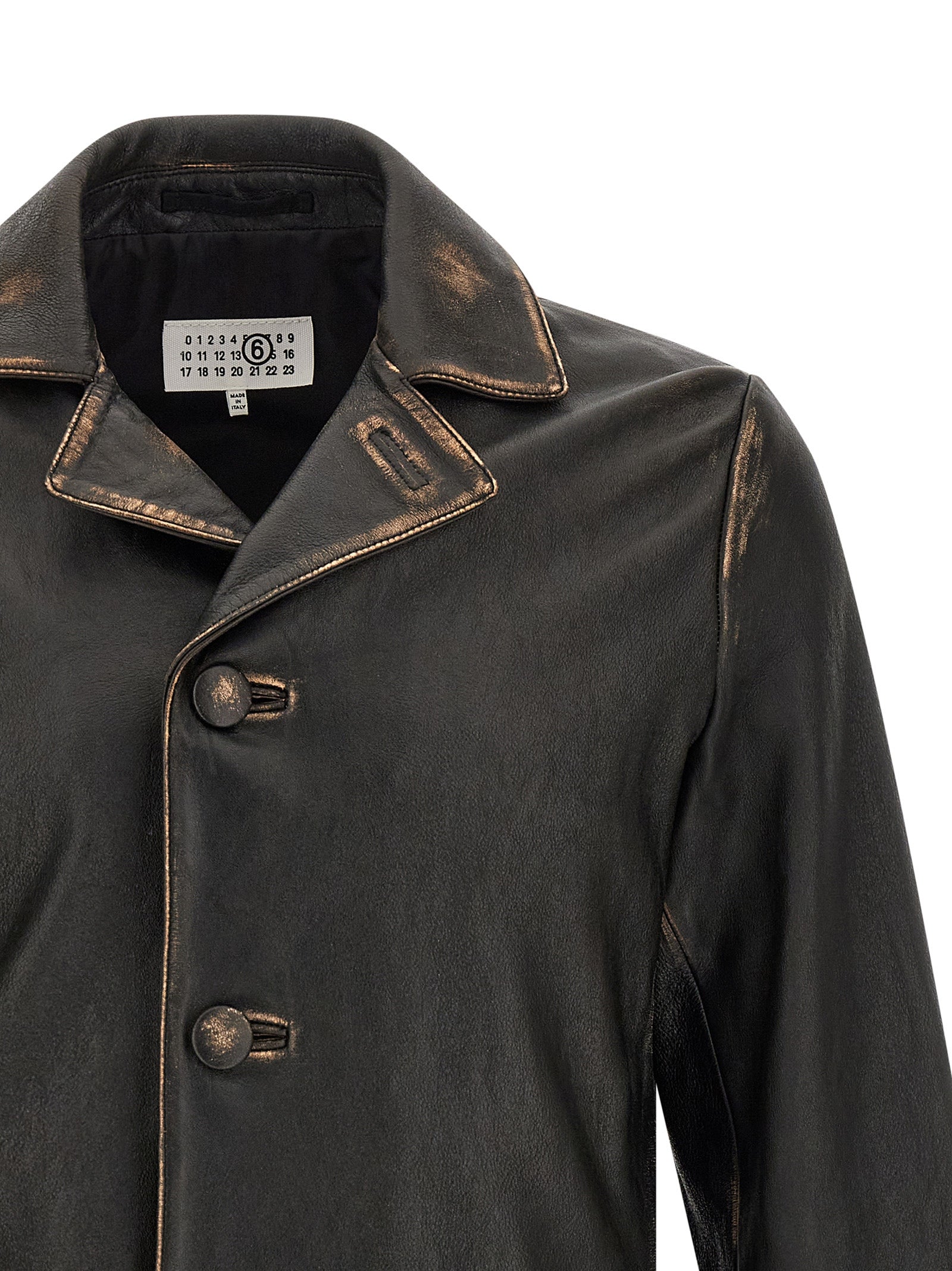 Mm6 Maison Margiela Antiqued Leather Jacket