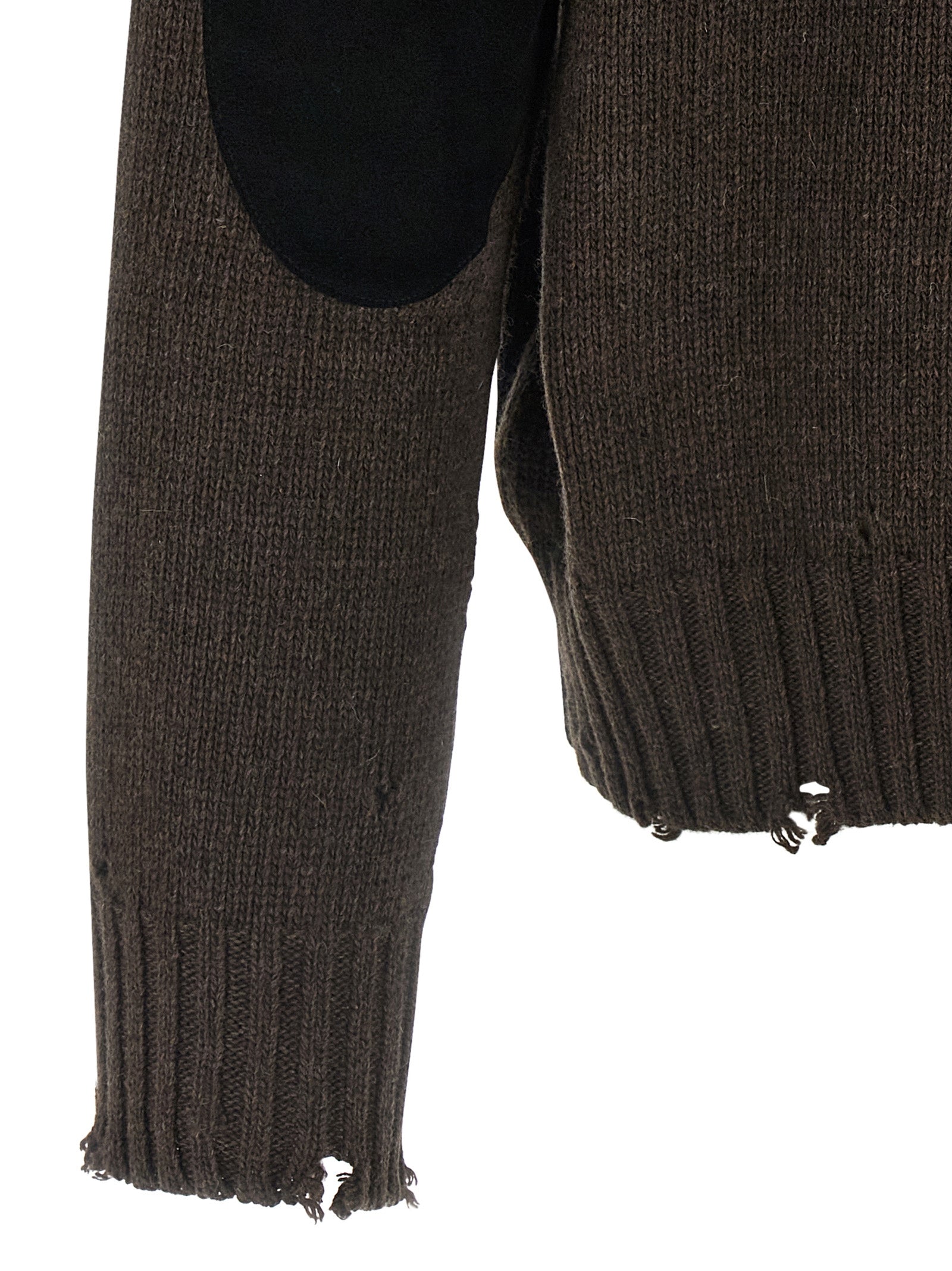 Mm6 Maison Margiela Two-tone Suede Patch Cardigan