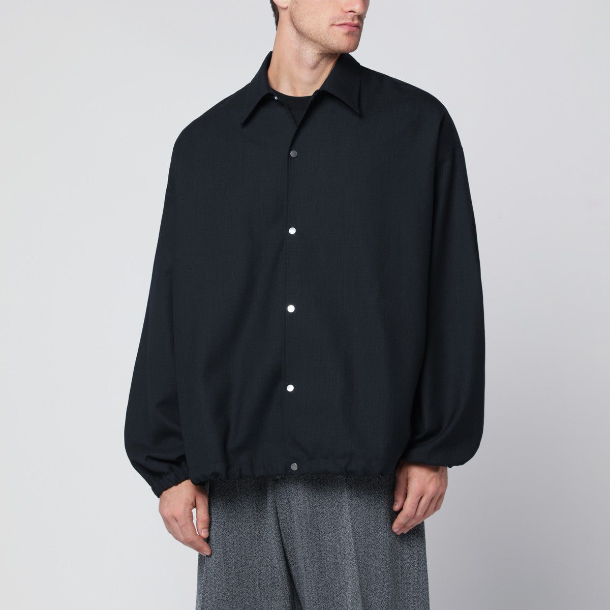 STUDIO NICHOLSON Navy blue wool shirt