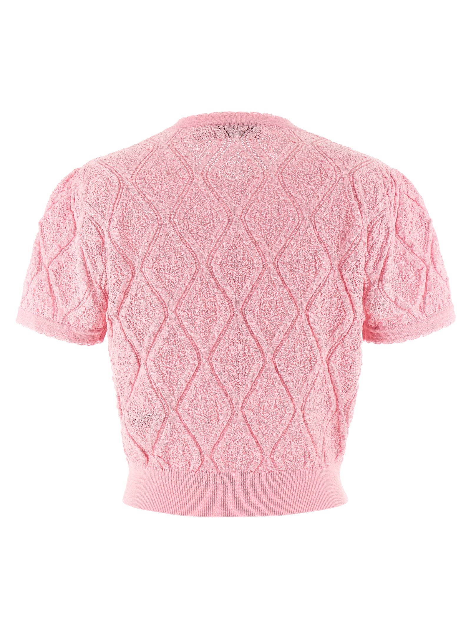 Self-Portrait Pink Pointelle Knit Top