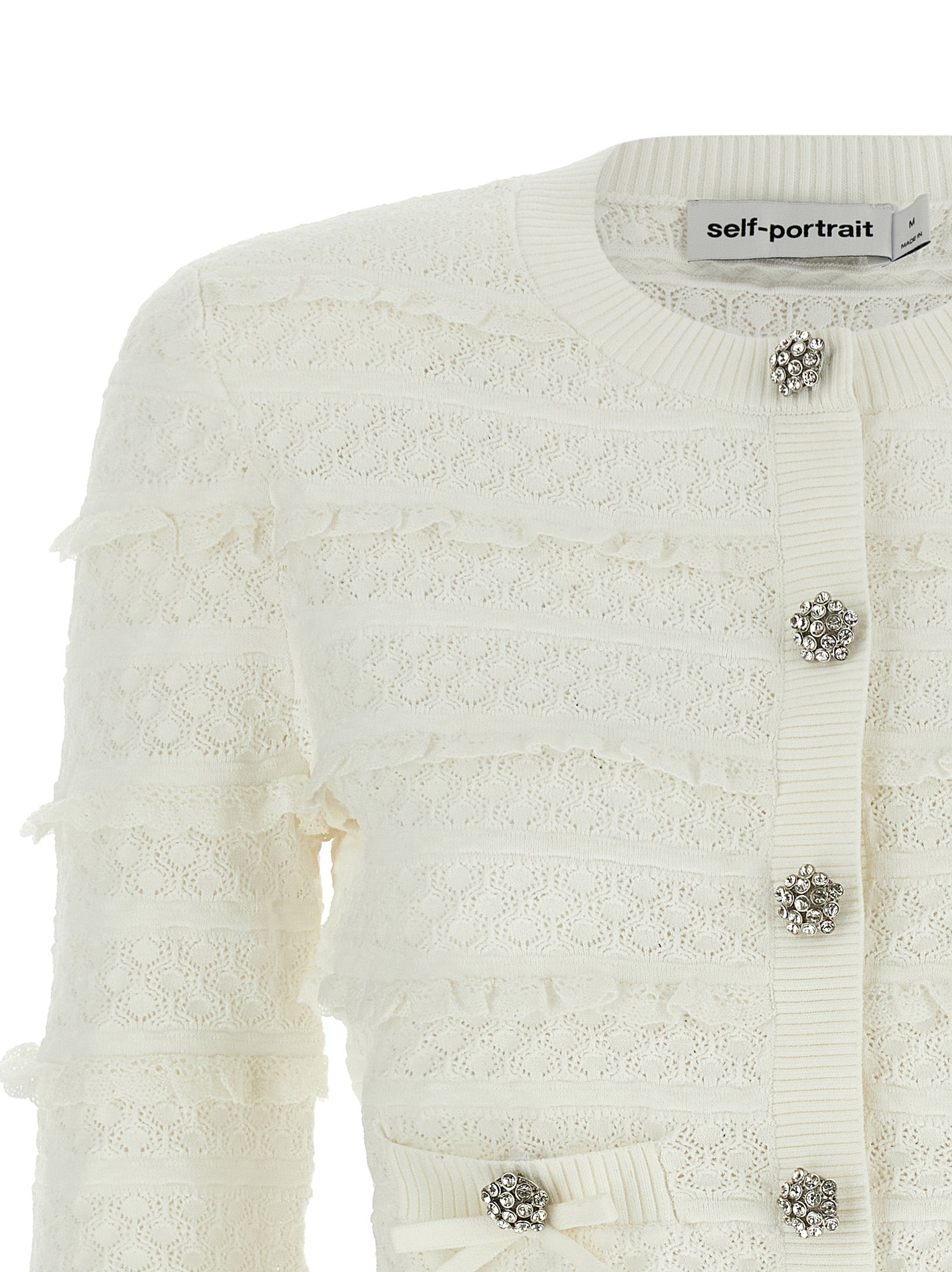 Self-Portrait Pointelle Diamante Cardigan