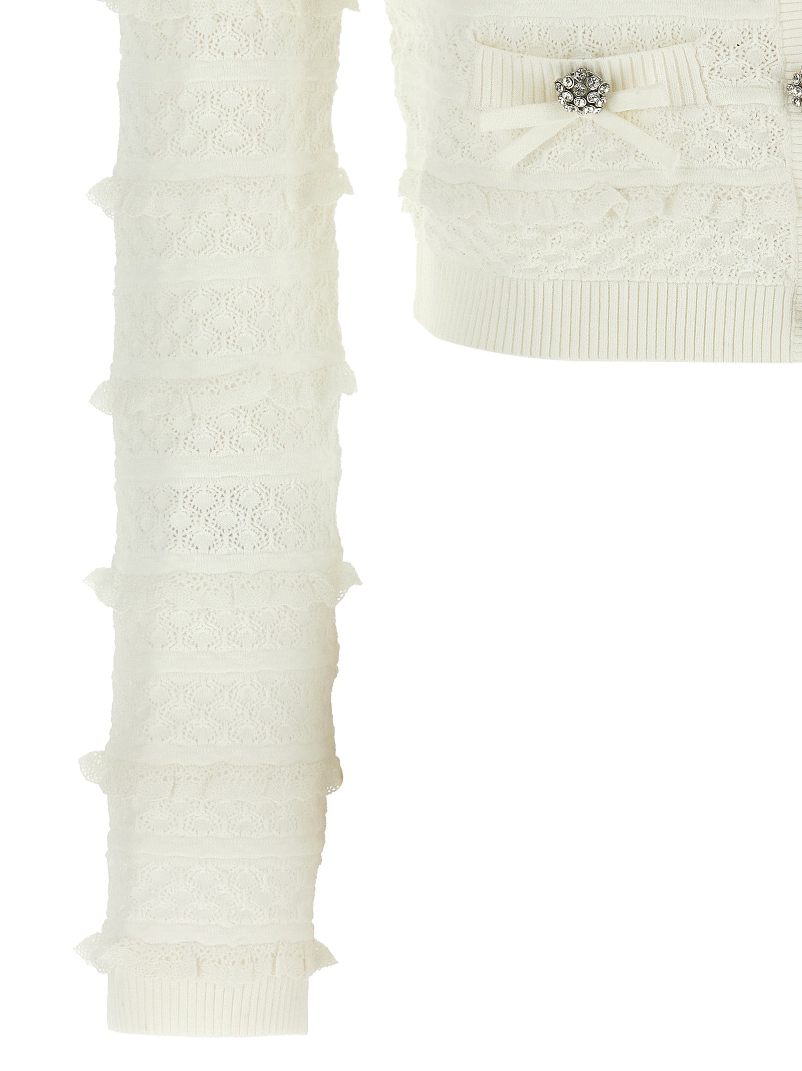 Self-Portrait Pointelle Diamante Cardigan
