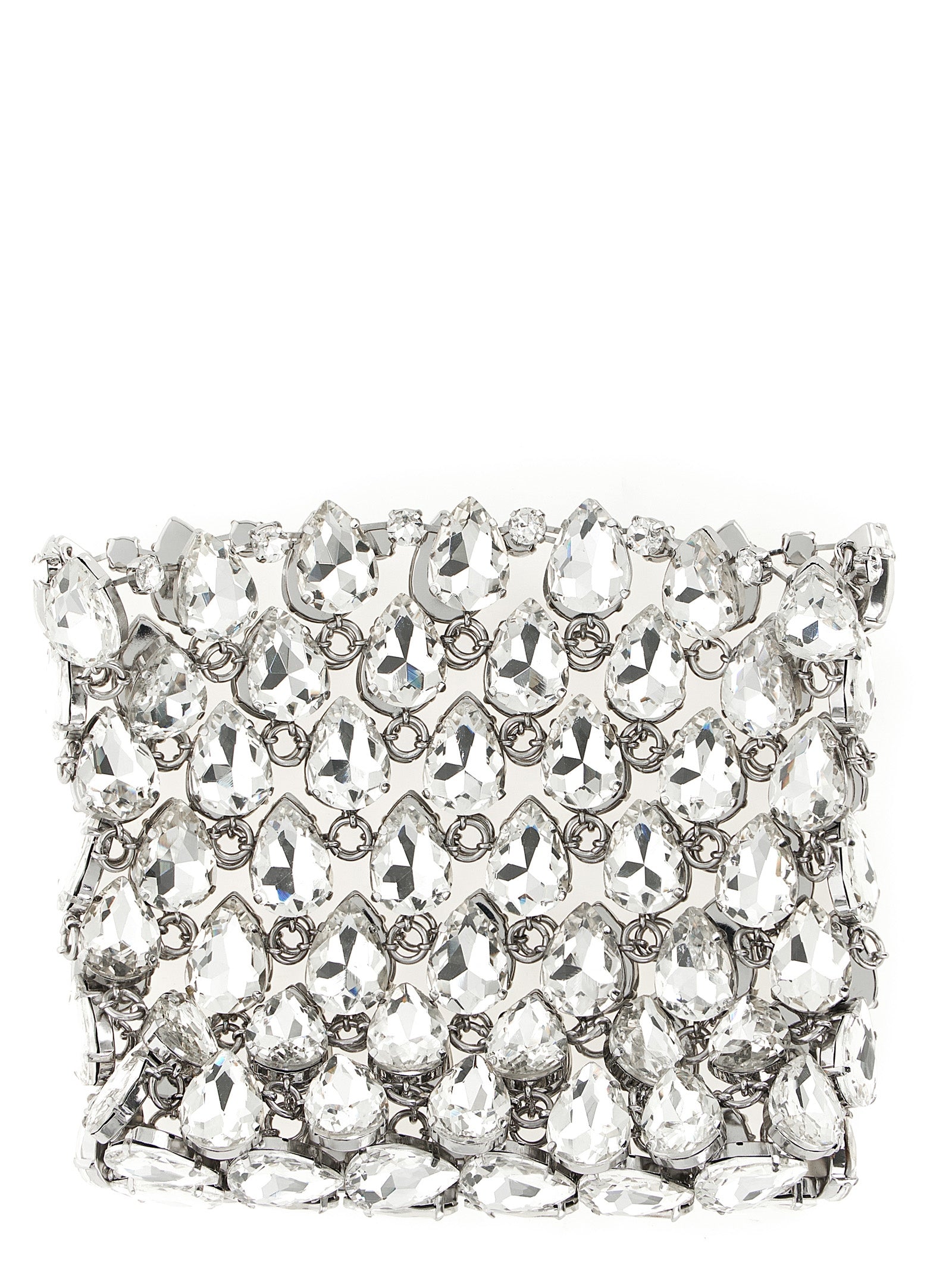 Self-Portrait Silver Crystal Chainmail Mini Clutch