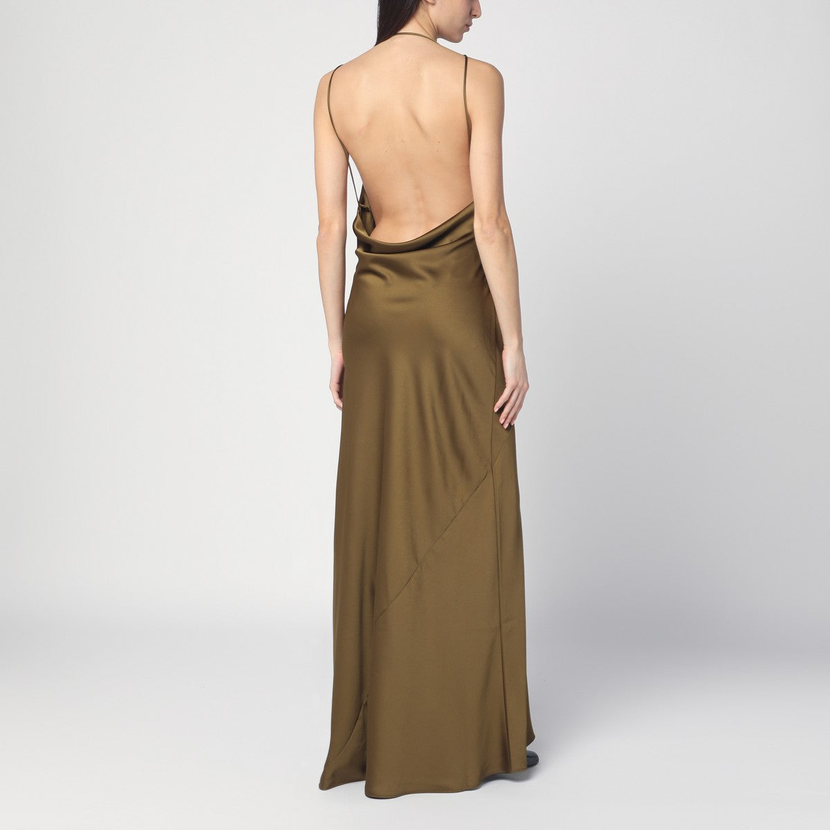 THE ANDAMANE Kaki dress with an open back