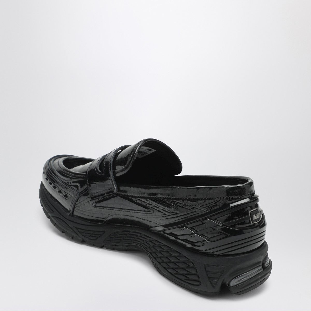 New Balance 1906L patent leather loafer-style black sneakers