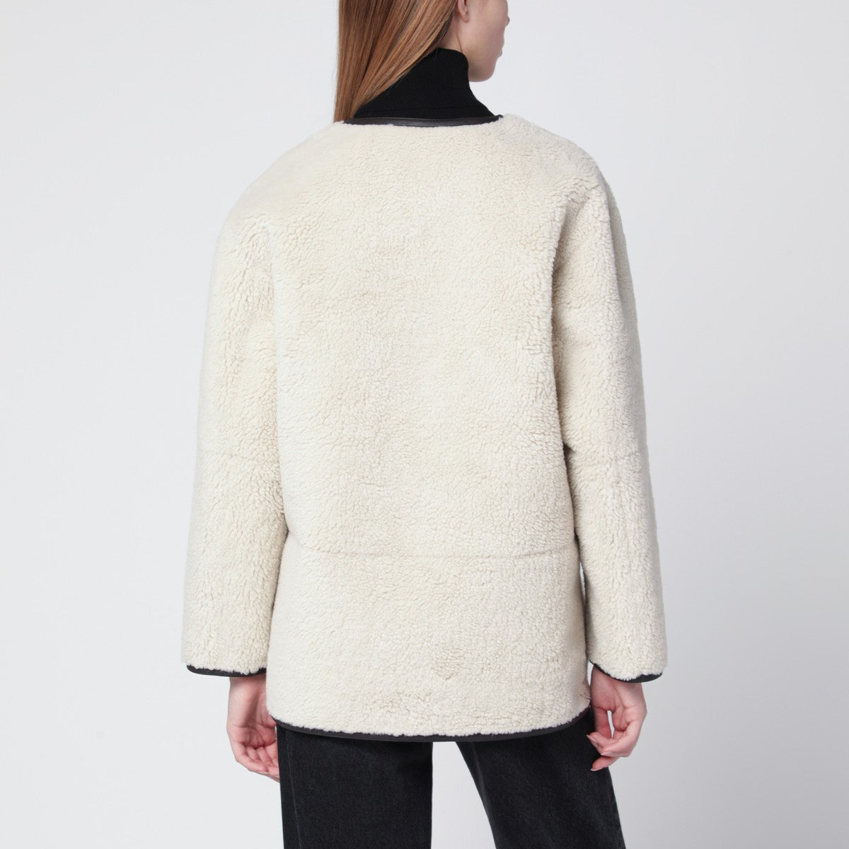 Dunst Cream shearling-effect fabric jacket