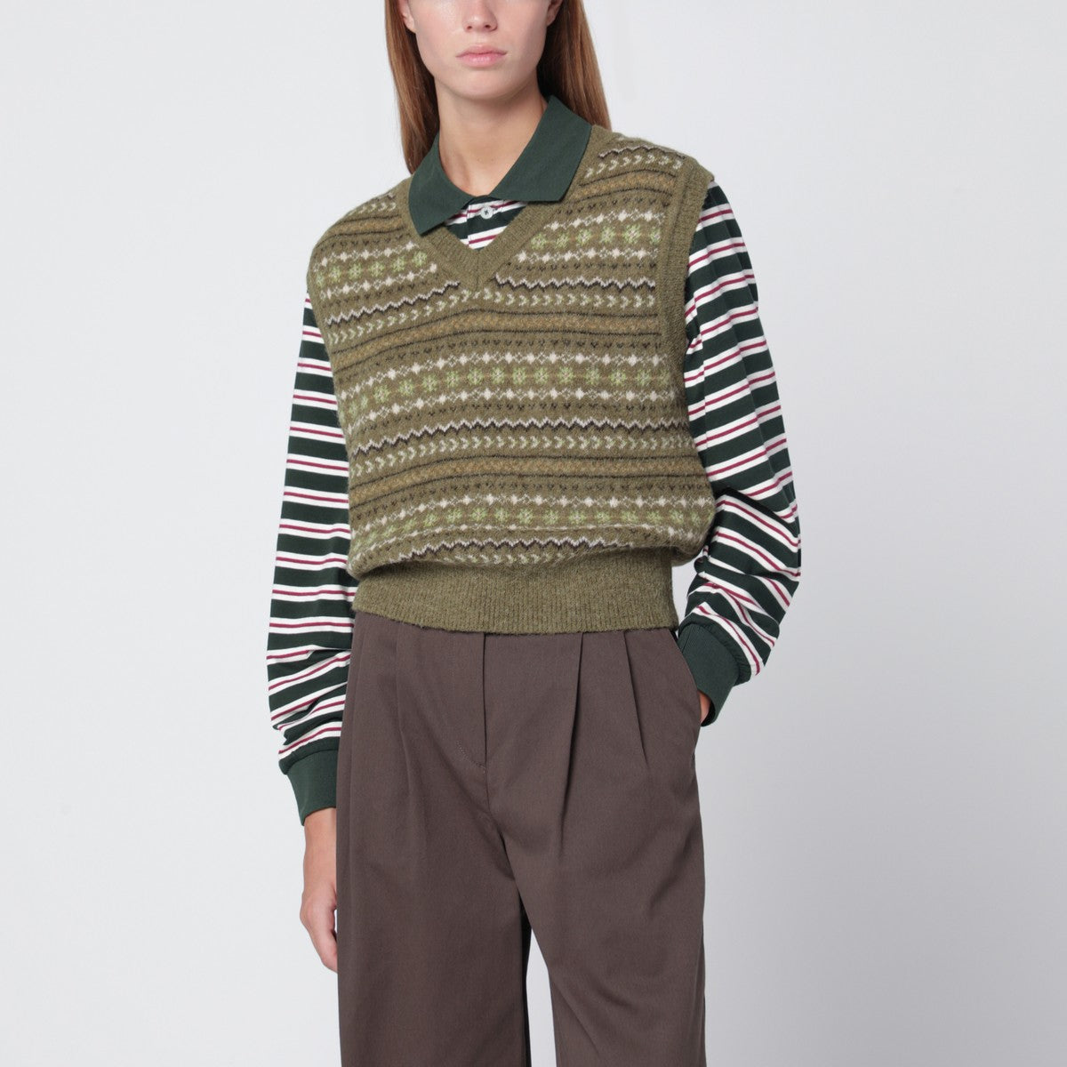 Dunst Olive green wool blend waistcoat