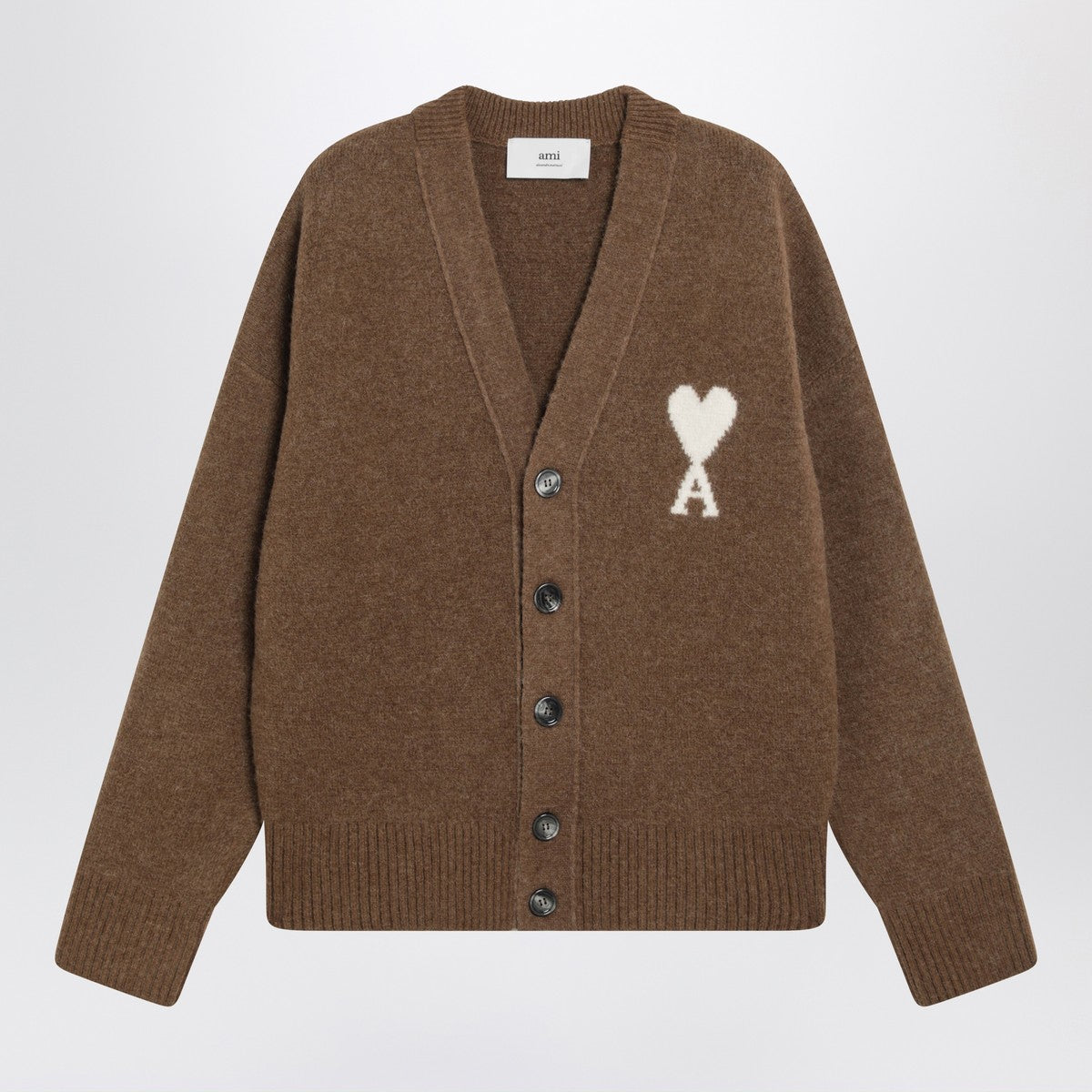 Ami Paris Hazelnut Ami De Coeur cardigan