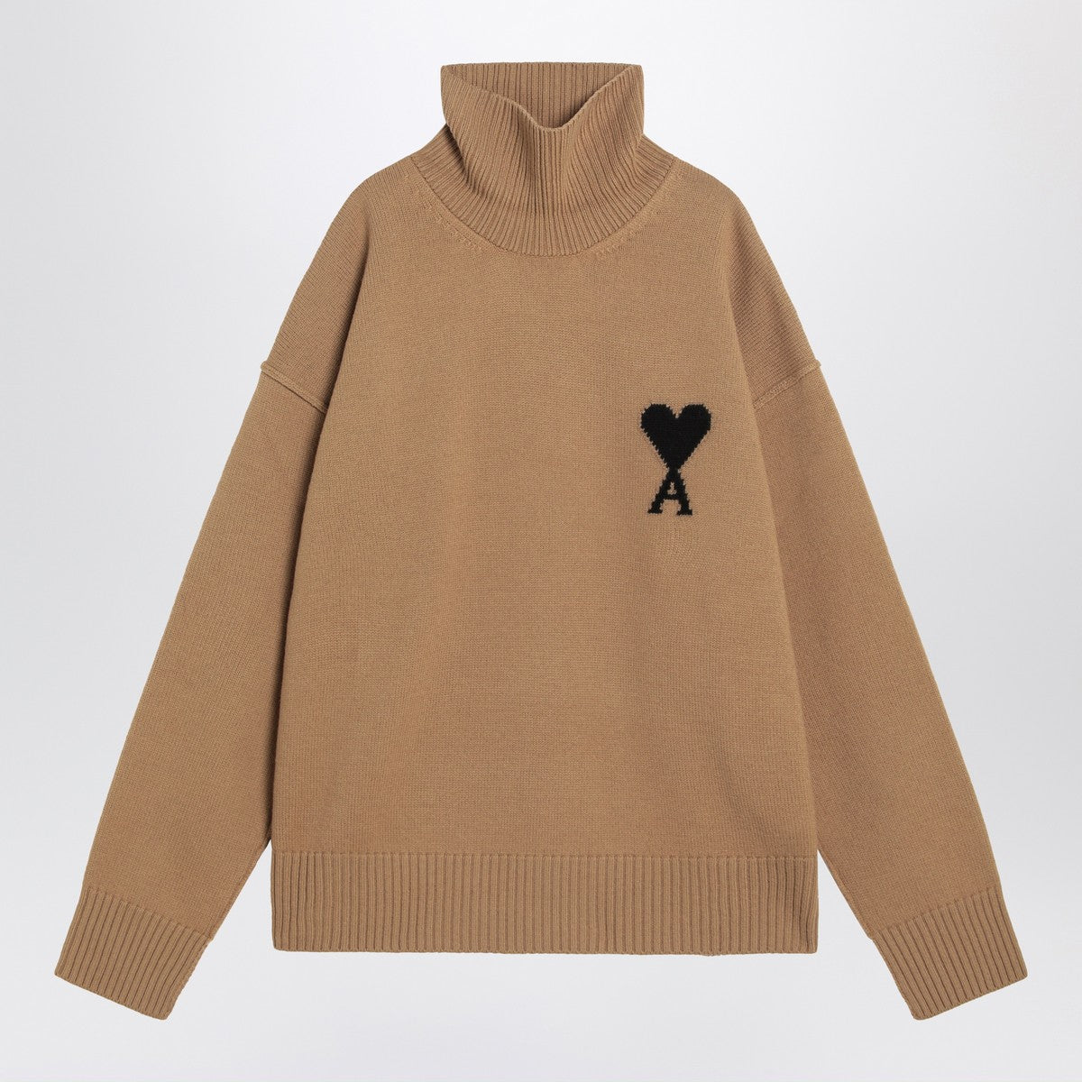 Ami Paris Camel Ami De Coeur turtleneck sweater