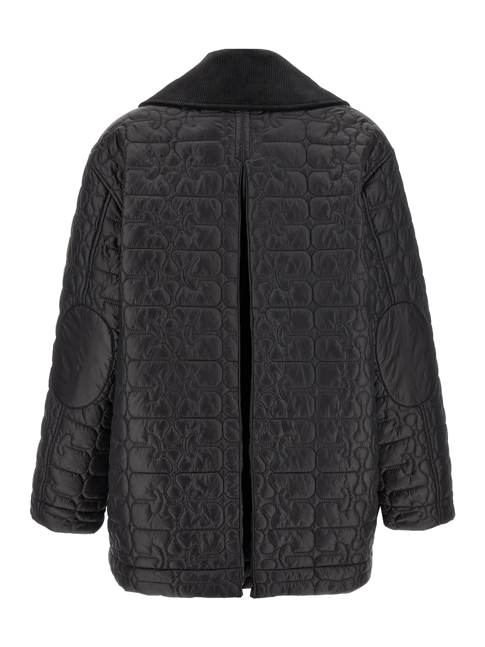 Ganni Black Shiny Quilt Midi Jacket