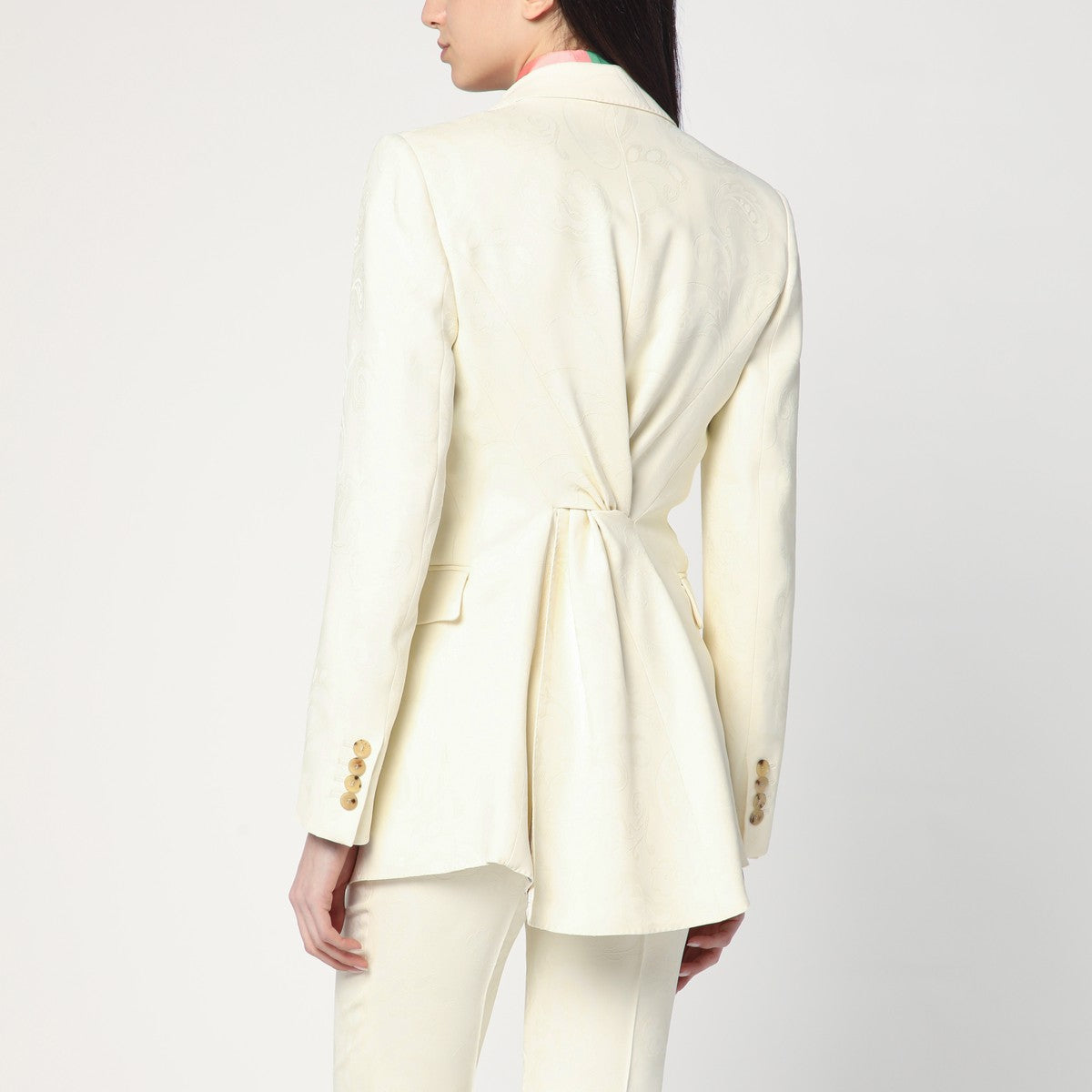ETRO White jacquard jacket with crossover detail