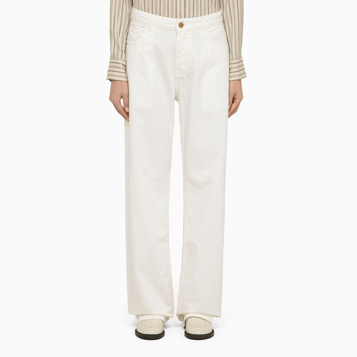 ETRO White denim baggy jeans