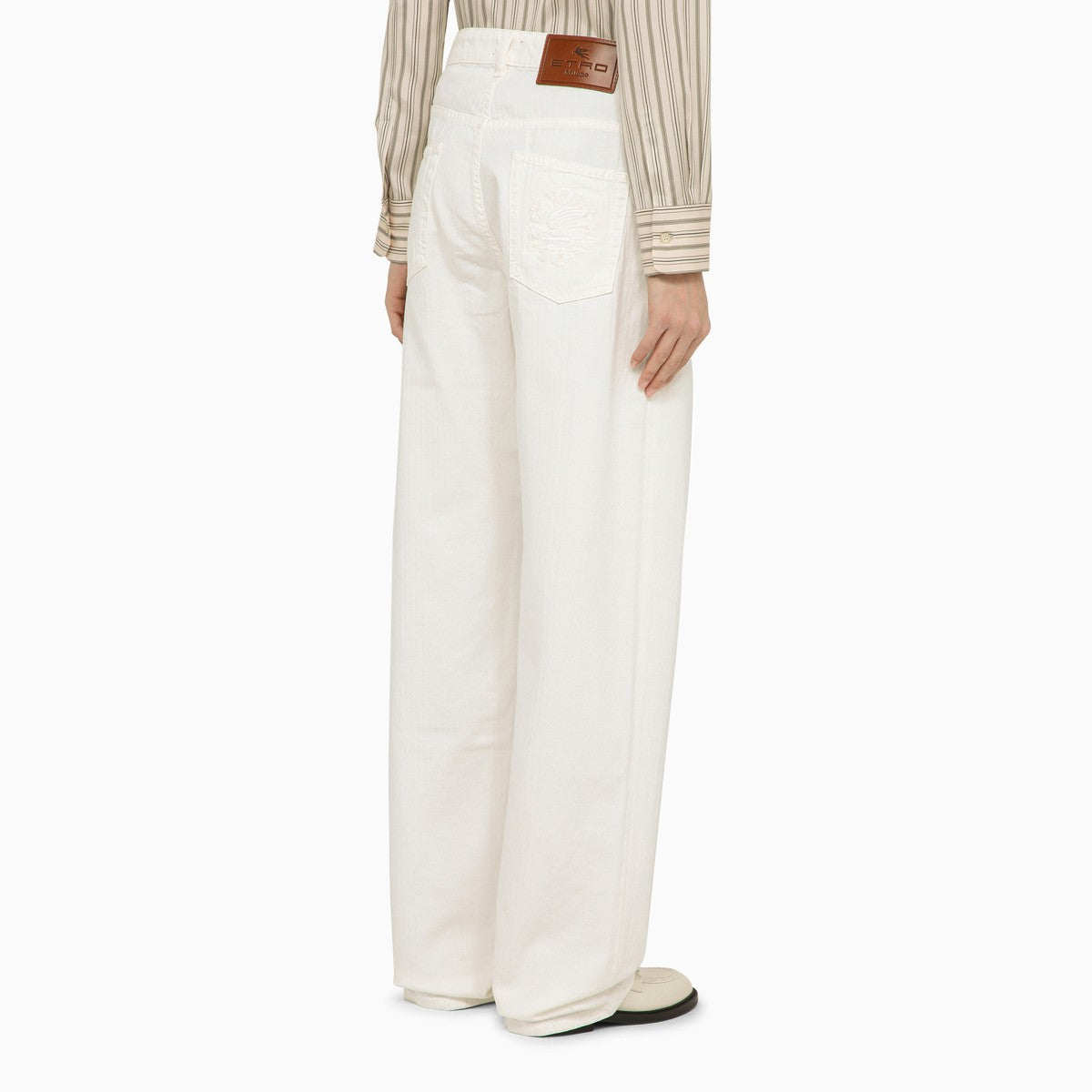 ETRO White denim baggy jeans