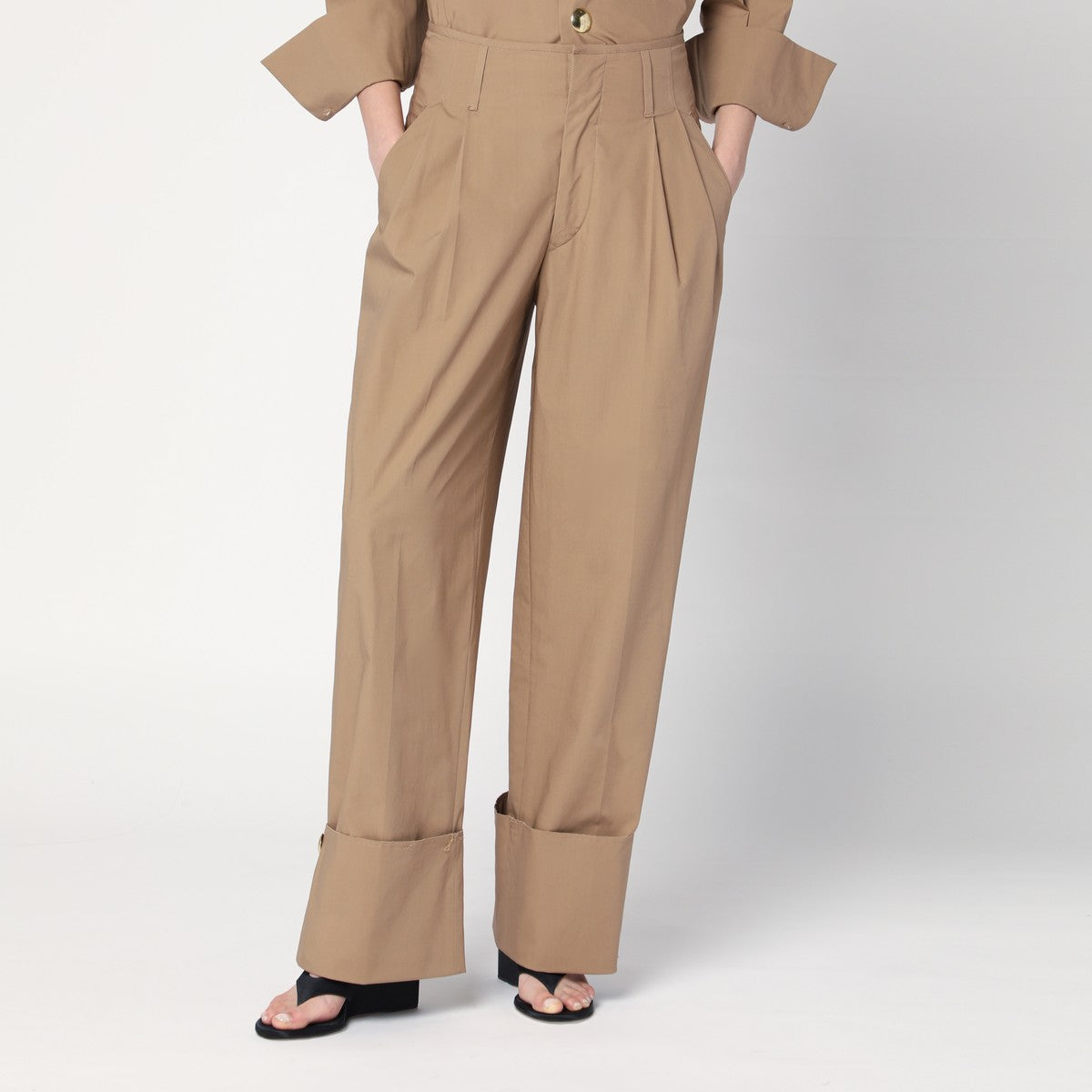 DARKPARK Camel-coloured cuffed trousers